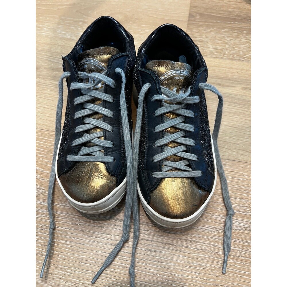 p448 sneakers UK 35 US 4.5 5 Black Glitter Gold - Picture 2 of 8